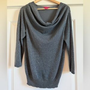 Sunny Leigh Shimmering Gray Drape Neck Top